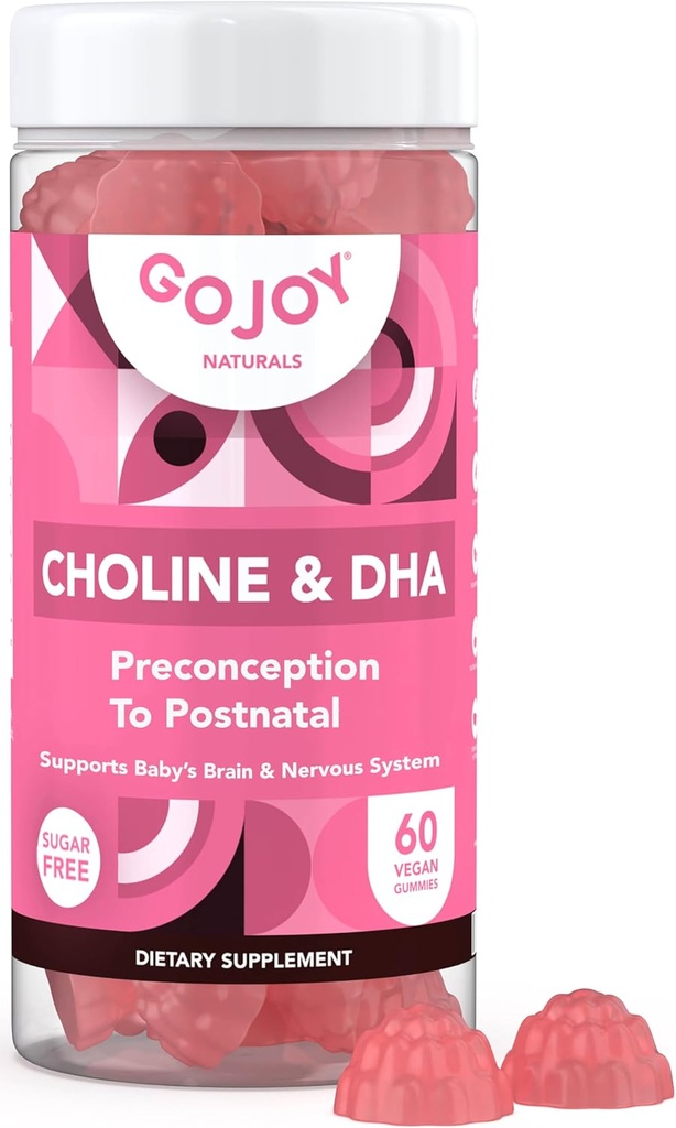 Προγεννητική Choline & DHA Gummies - Προκατάληψη του μεταγεννητικού Gummy Vitamin Supplement για έγκυες γυναίκες - Γλυκασμένα με Monk Fruit - 3ο Party Tested - Μη ΓΤΟ, Χωρίς γλουτένη, Vegan