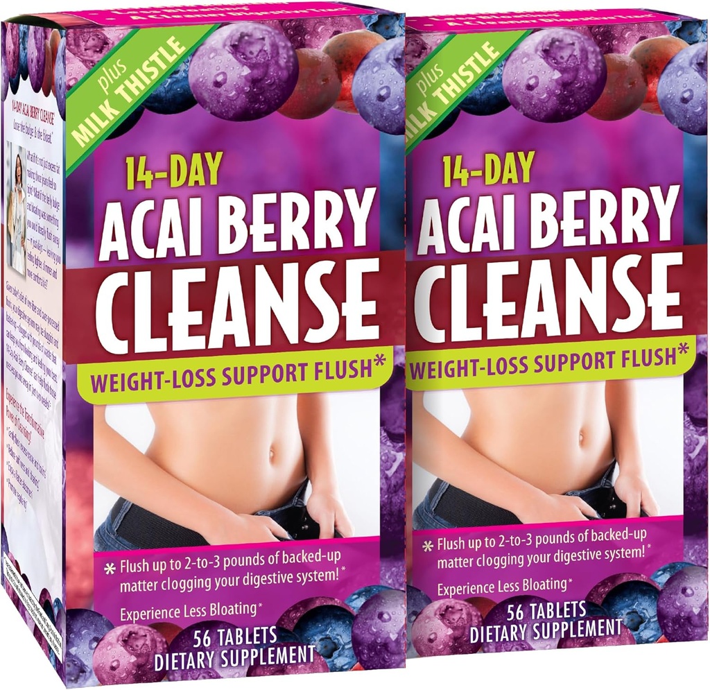 Εφαρμοσμένη Διατροφή 14-Day Acai Berry Cleanse - 56 δισκία, συσκευασία των 2 - Βάρος-Loss Flush Υποστήριξη + Γαϊδουράγκαθο Γάλα - 56 Σύνολο Σερβιέτες