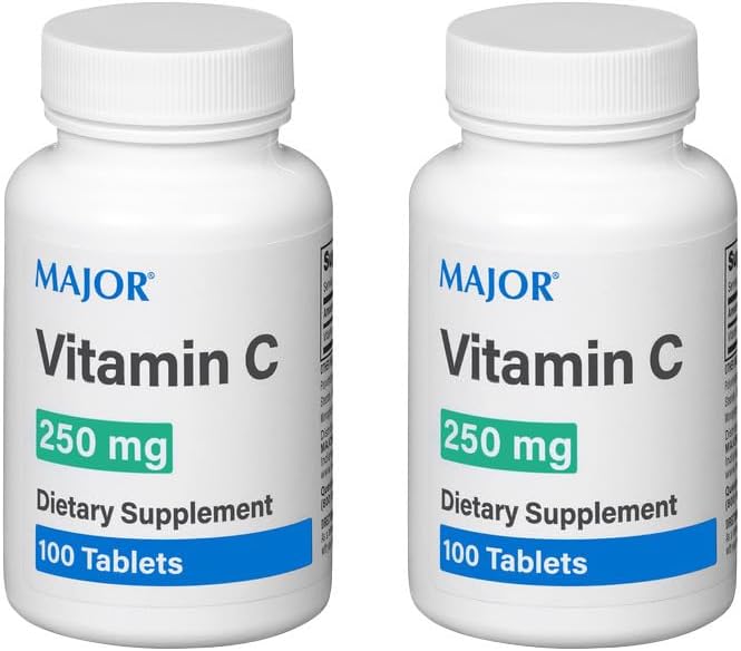 MAJOR Vitamin-C 250 mg Ascorbic Acid Tablets, 100 CT - Pack of 2