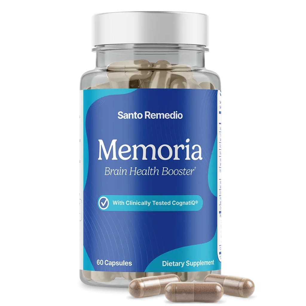 Santo Remedio Memoria, Brain Health Booster, βοηθά στην ενίσχυση νευρικών συνδέσεων, βοηθά στη βελτίωση της προσοχής, μνήμης και συγκέντρωσης, 30 υπηρεσίες, χωρίς γλουτένη, μη ΓΤΟ