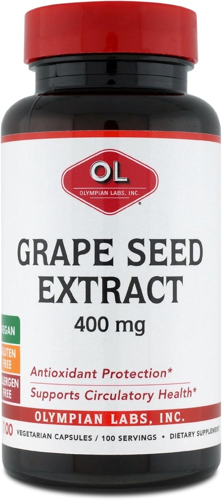Olympian Labs Grape Seed Extract 400mg Vegan Capsules | Supports Heart & Immune Health, Antioxidant - 100 Count