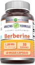 Amazing Formulas Berberine Supplement | 1200 Mg per Serving | Veggie Capsules | Non-GMO | Gluten-Free | Made in USA (60 Count, 1 Pack)