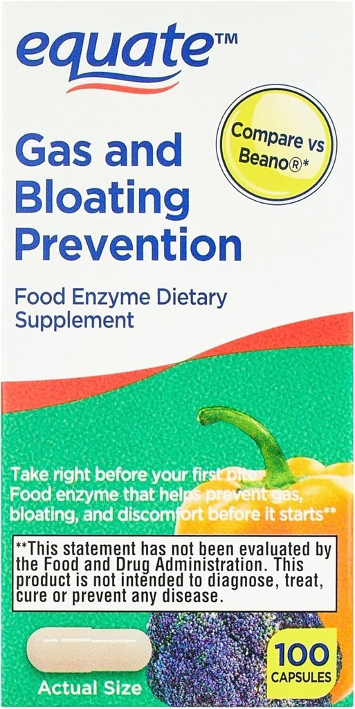 Ικανό αέριο και Bloating Relief Prevention, Συμπλήρωμα διατροφής Enzyme Διαιτητικό Κάψουλες 100 Count (Pack of 1)