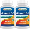 Best Naturals Βιταμίνη b6 200mg για ενήλικες, 120 δισκία (120 Count (Pack of 2))