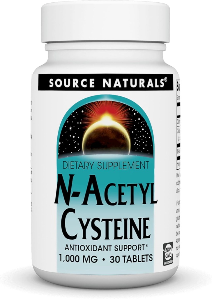 Source Naturals N- Acetyl Cysteine Αντιοξειδωτικό Υποστήριξη 1000 mg Συμπλήρωμα διατροφής που υποστηρίζει την αναπνευστική υγεία * - 30 δισκία
