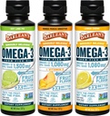 Barlean Omega 3 Fish Oil Liquid Supplement 3-Flavor Variety Pack για άνδρες και γυναίκες, EPA και DHA λιπαρά οξέα, περιλαμβάνει το βασικό Lime Pie, λεμόνι Crème και Mango Ροδάκινο Γεύσεις, 8 oz