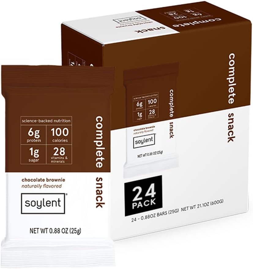 Soylent Snack Mini Protein Bars - Σοκολάτα Brownie, 1g ζάχαρη, Protein Bars, Χωρίς γλουτένη, 6g Vegan Energy - 24 καταμέτρηση