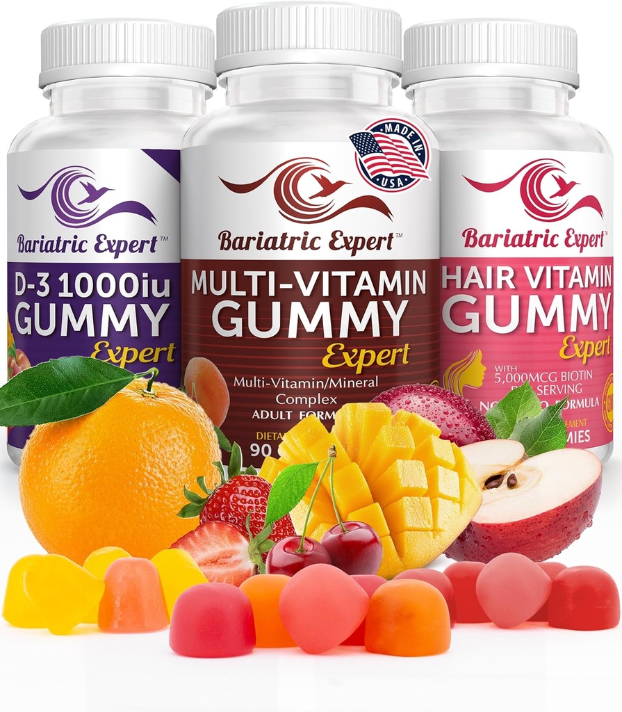 Bariatric Multivitamin 3 Pack, Multivitamin Gummy 90 Chews. - D3 Gummies 90 Chew - Βιταμίνη μαλλιών Gummy 60 Chews.