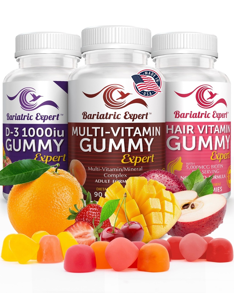 Bariatric Multivitamin 3 Pack, Multivitamin Gummy 90 Chews. - D3 Gummies 90 Chew - Βιταμίνη μαλλιών Gummy 60 Chews.