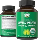Βιολογικά Super Greens 150 Κάψουλες - Πράσινο χυμό Superfood συμπλήρωμα με 25 Όλα τα φυσικά βιολογικά συστατικά. Max Ενέργεια και Detox Σούπερ Χάπια Τροφίμων με Spirulina, Σπανάκι, Kale, Turmeric, Προβιοτικά