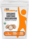 BulkSupplements.com Βιολογικό εκχύλισμα μανιταριών Shiitake σε σκόνη - Βιολογικό συμπλήρωμα σκόνης σιταριού Shiitake, ανοσοποιητική υποστήριξη - Vegan & Gluten Free, 1g ανά υπηρεσία, 250g (8,8 oz) (πακέτο του 1)