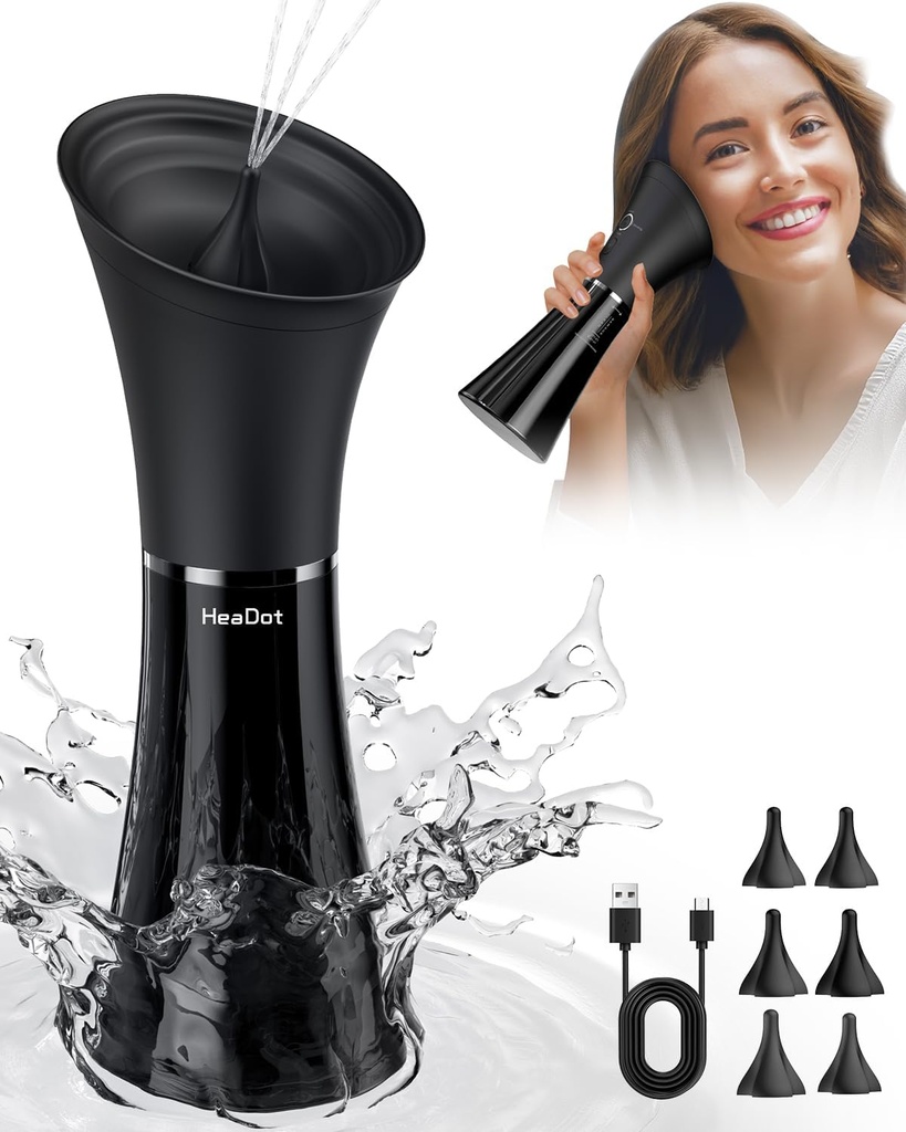 Απομάκρυνση κεριού αυτιού HeaDot με Smart Θερμοκρασία Νερού, Καθαριστικό αυτιού Νερού με 6 Συμβουλές, Ασφαλές και αποτελεσματικό κιτ αφαίρεσης κεριού αυτιού με 4 Επίπεδα Πίεσης - IPX7