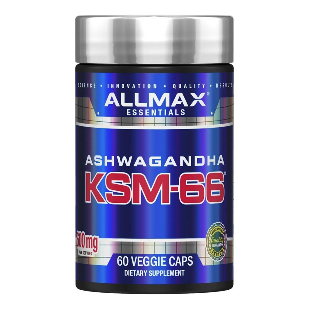 ALLMAX Essentials Ashwagandha KSM-66 (60 Veggie Caps) - Αύξηση μυϊκή δύναμη & ανάκτηση - Μη ΓΤΟ, Χωρίς γλουτένη - 30 Υπηρεσίες