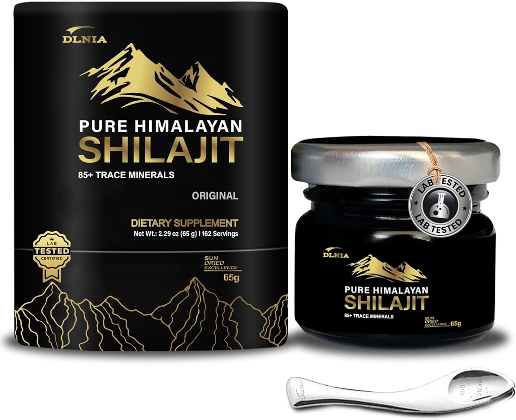 Shilajit Pure Ιμαλαΐων Βιολογικό Shilajit Resin συμπλήρωμα - Gold+ Βαθμός με 85+ Trace Minerals με 75% Fulvic Acid, Συνολική Ενέργεια & Ανοσολογική Υποστήριξη, Pure Shilajit για άνδρες & γυναίκες, 65g
