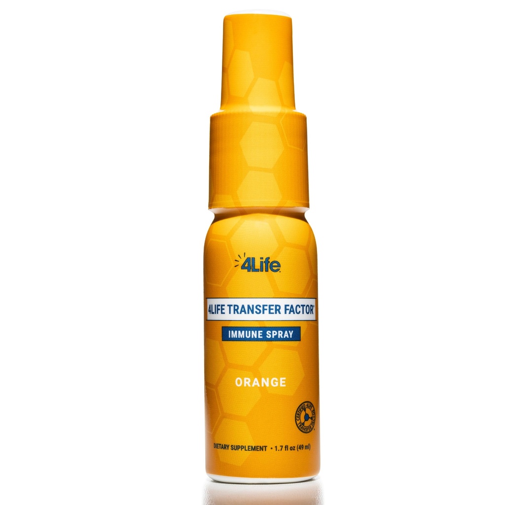 4Life Transfer Factor Immune Spray - Ανοσία με ψευδάργυρο, Marshmallow Root Extract, και κολλοειδές ασήμι - Πορτοκαλί Γεύση - 1,7 oz