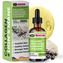 Collagen Mojo - Liquid Collagen για γυναίκες & άνδρες, Collagen Peptides με Mane Mushroom, Elderberry & L-Theanine - Μαλλιά, δέρμα, νύχια, κοινή υποστήριξη, εστίαση, υψηλή απορρόφηση - 100.000mcg, 2 Oz