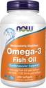 NOW Συμπληρώματα τροφίμων, Omega-3 180 EPA / 120 DHA, Μοριακά Αποσταγμένο, Καρδιαγγειακή Υποστήριξη*, 200 Softgels