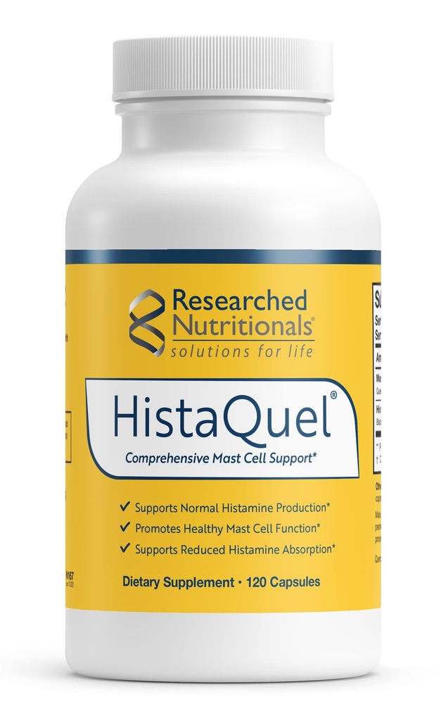 Ερευνημένα Διατροφικά HistaQuel - Διπλή δράση Histamine & Mast Cell Support Formula - Clinically Researched Flavonoid & Herbal Formula with Stinging Nattle & Black Cumin Seed Oil, 120 κάψουλες