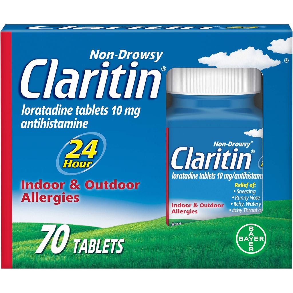 Claritin 24ωρη Αλλεργία Ιατρική, Μη- Νυχθηρή συνταγή Ενίσχυση Αλλεργία Ανακούφιση, Loratadine Αντιισταμινικά δισκία, 70 κόμης