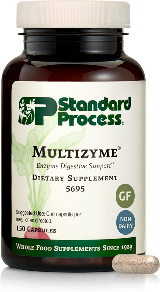 Standard Process Multizyme - Πάγκρεας Enzyme συμπλήρωμα για την υποστήριξη Η ανάλυση των πρωτεϊνών, υδατάνθρακες & λίπη - Digestive Support - Χωρίς γλουτένη, μη-Dairy & μη-Soy - 150 κάψουλες