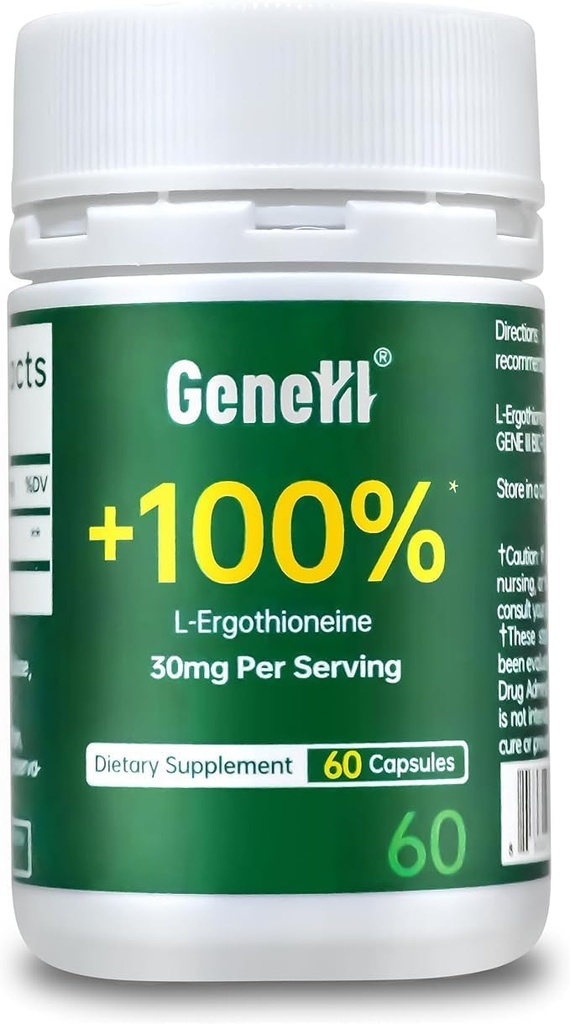 L-Ergothioneine συμπλήρωμα, 30mg (EGT)/Serving, 6X Ergothioneine Mushroom Extract Συμπληρώματα μακροζωίας, ανοσοποιητική υποστήριξη, Heart Health & Brain συμπλήρωμα, Lab Tested, Made in USA, 60 Services