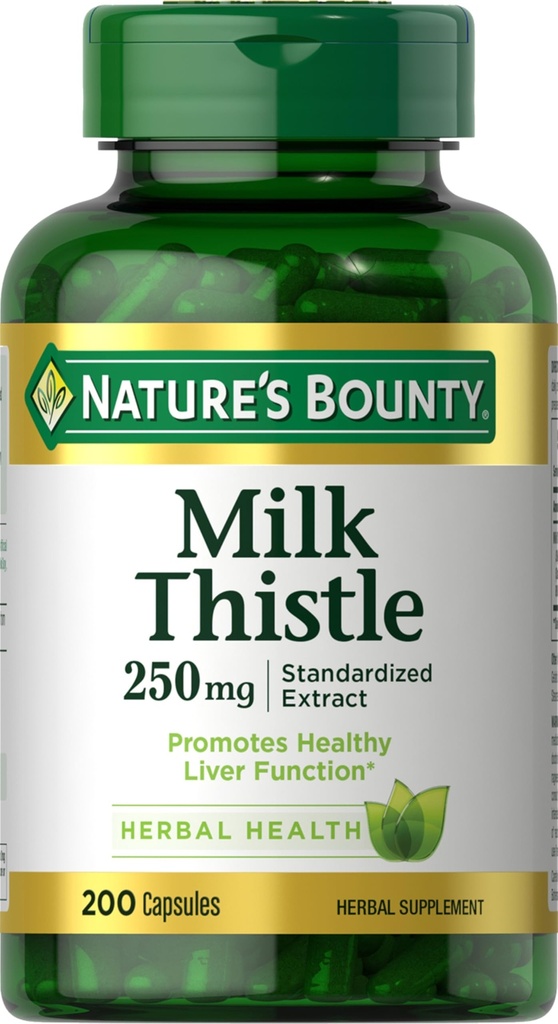 Nature's Bounty Milk Thittle Capses, παραδοσιακά χρησιμοποιείται για την υγεία του ήπατος, βοτανικό συμπλήρωμα, 250 mg ανά υπηρεσία, 200 Count