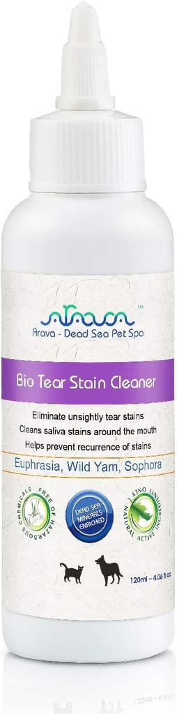 Arava Natural Tear and Stain Remover for Dogs and Cats - Αποτελεσματική Λύση με 26 Ορυκτά της Νεκράς Θάλασσας, Αφαιρεί και Αποτρέπει τα Μάτια και Saliva Stains