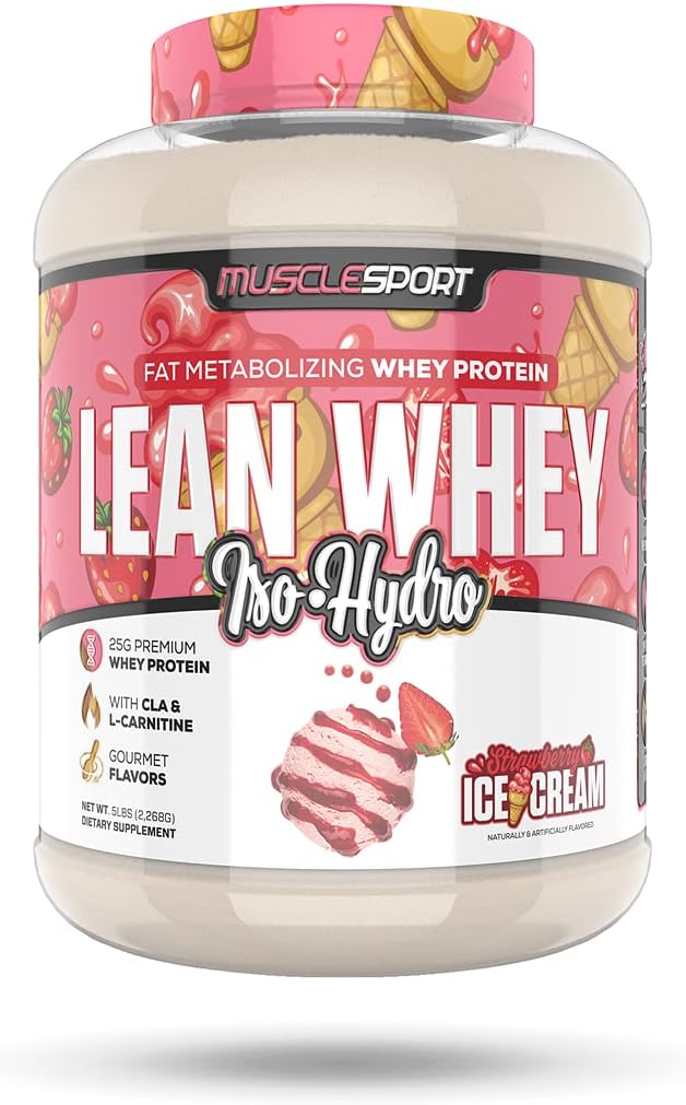 Mysclesport Lean Whey RevolutionTM Protein Powder - Whey Protein Isolate - Χαμηλή θερμίδα, Χαμηλό λίπος, Απίστευτες Γεύσεις - 25g Protein per Scoop - 5lb Φράουλα Creme