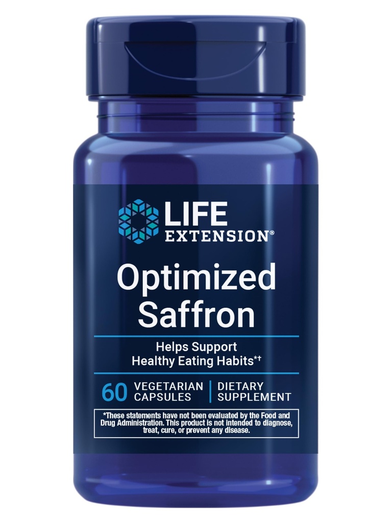 Life Extension Optimized Saffron, Saffron Extract, Saffron Supplement That Helps You Fight The urge to Snack, Non-GMO, Gluten-Free, Vegetarian, 60 Vegetarian Capsules