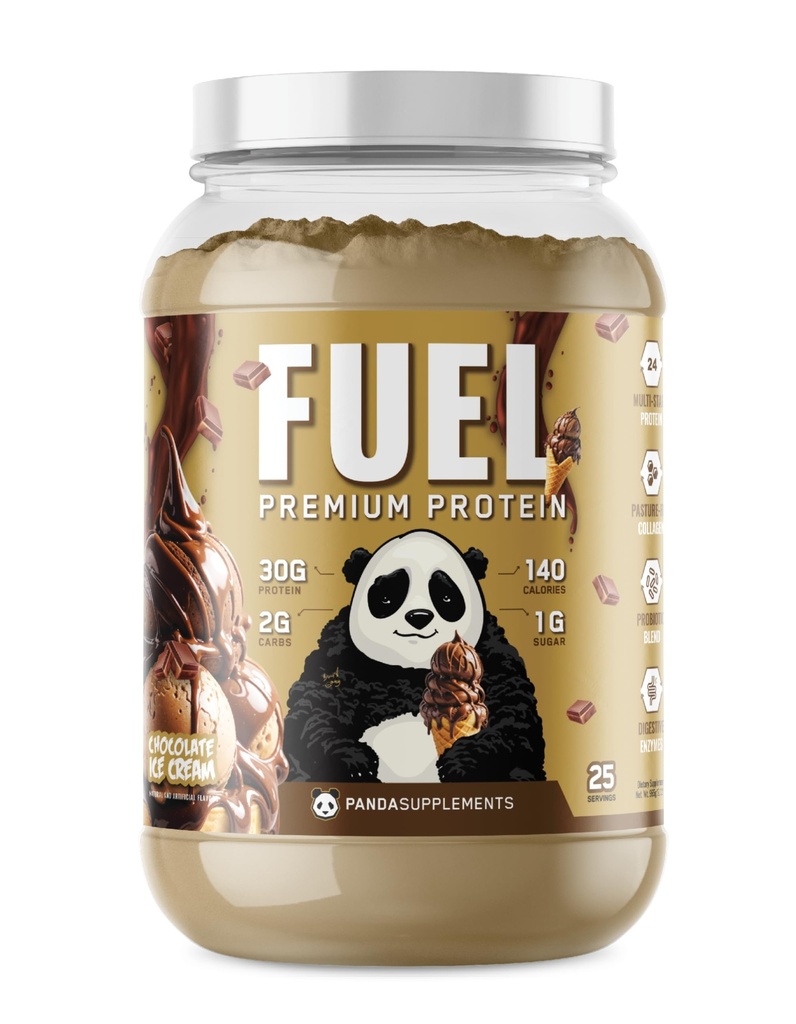 Underground Bio Labs Panda Fuel Premium Protein Whey, Hydrolyzed Collagen, Casein, Probiotics, Enzymes, Keto Friendly, Time Release, 25 Servings (2,5 Λίρες, Σοκολάτα Παγωτό)