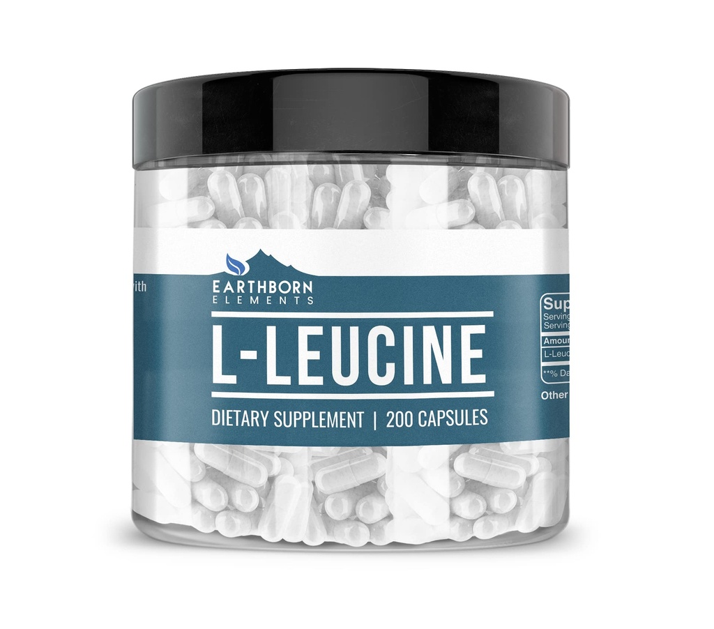 Earthborn Elements L-Leucine 200 Κάψουλες, Αγνά & Αδιάλυτα, Χωρίς Πρόσθετα
