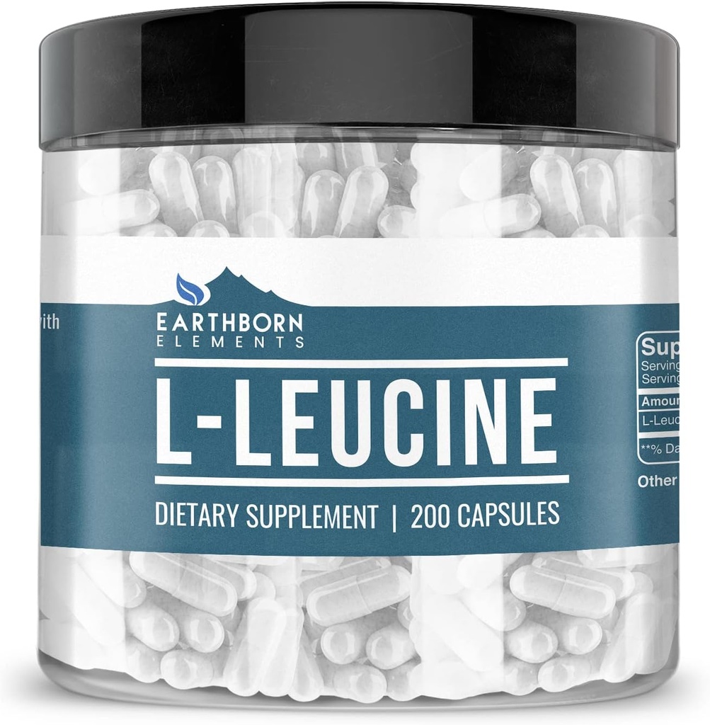 Earthborn Elements L-Leucine 200 Κάψουλες, Αγνά & Αδιάλυτα, Χωρίς Πρόσθετα