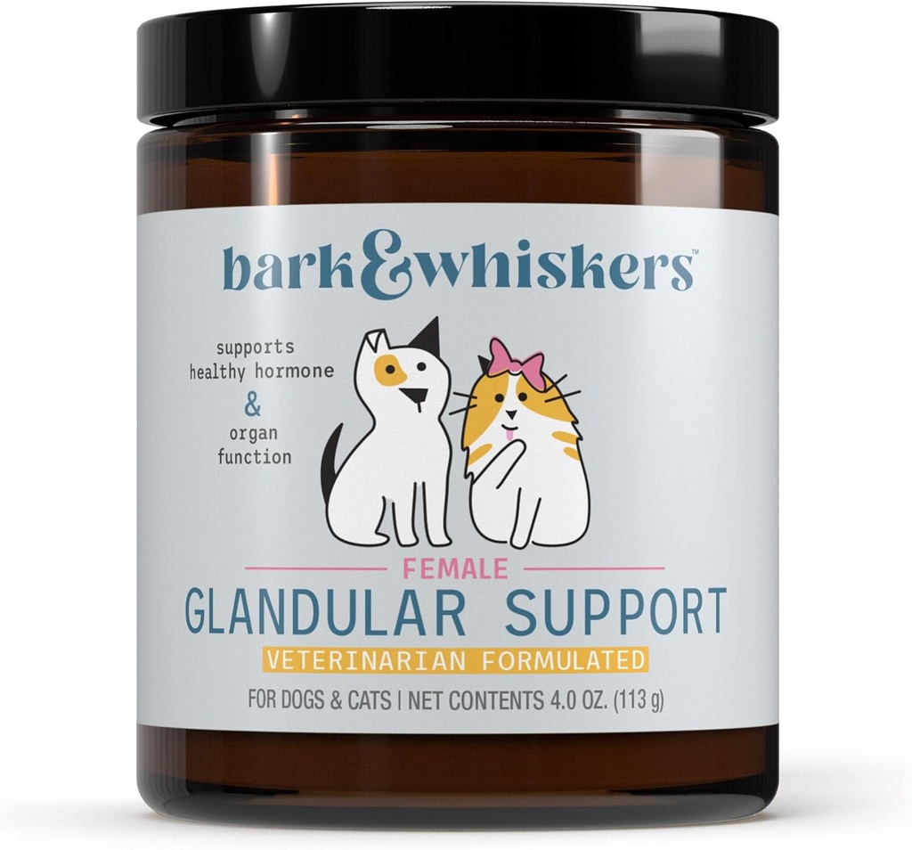Bark & Whiskers Γυναικεία Glandular Support, 4 Oz. (113 g), 75 Scoops, Υποστηρίζει Υγιή Ορμονή και Λειτουργία Οργάνου, Κτηνιατρική Formulated, Μη-GMO, Dr. Mercola
