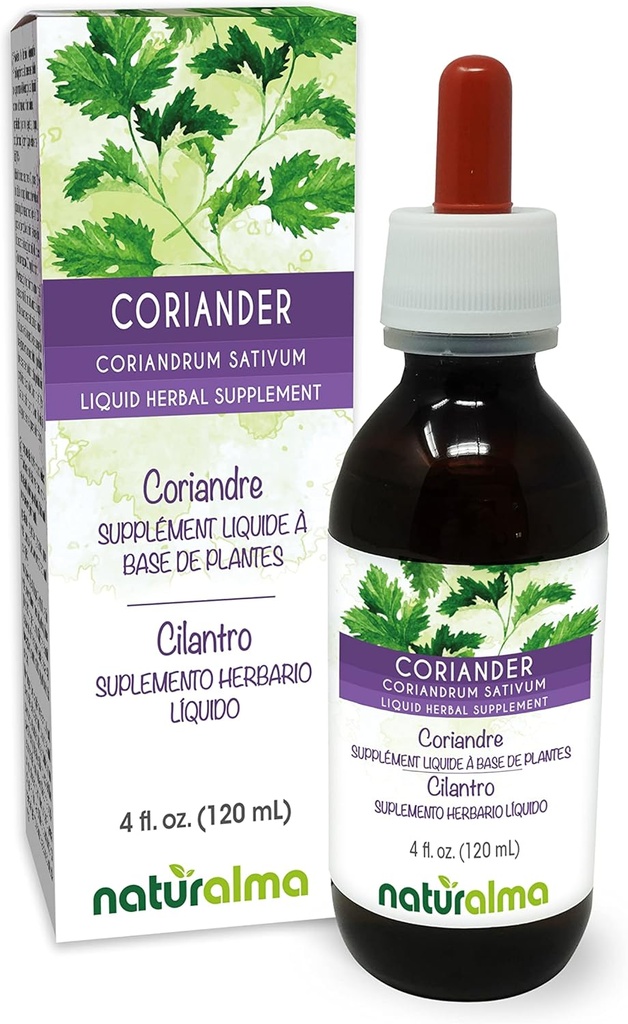 Naturalma Coriander ή Cilantro (Coriandrum sativum) Φρούτα Χωρίς αλκοόλ - 4 fl oz Liquid Extract in Drops - φυτικό συμπλήρωμα - Vegan