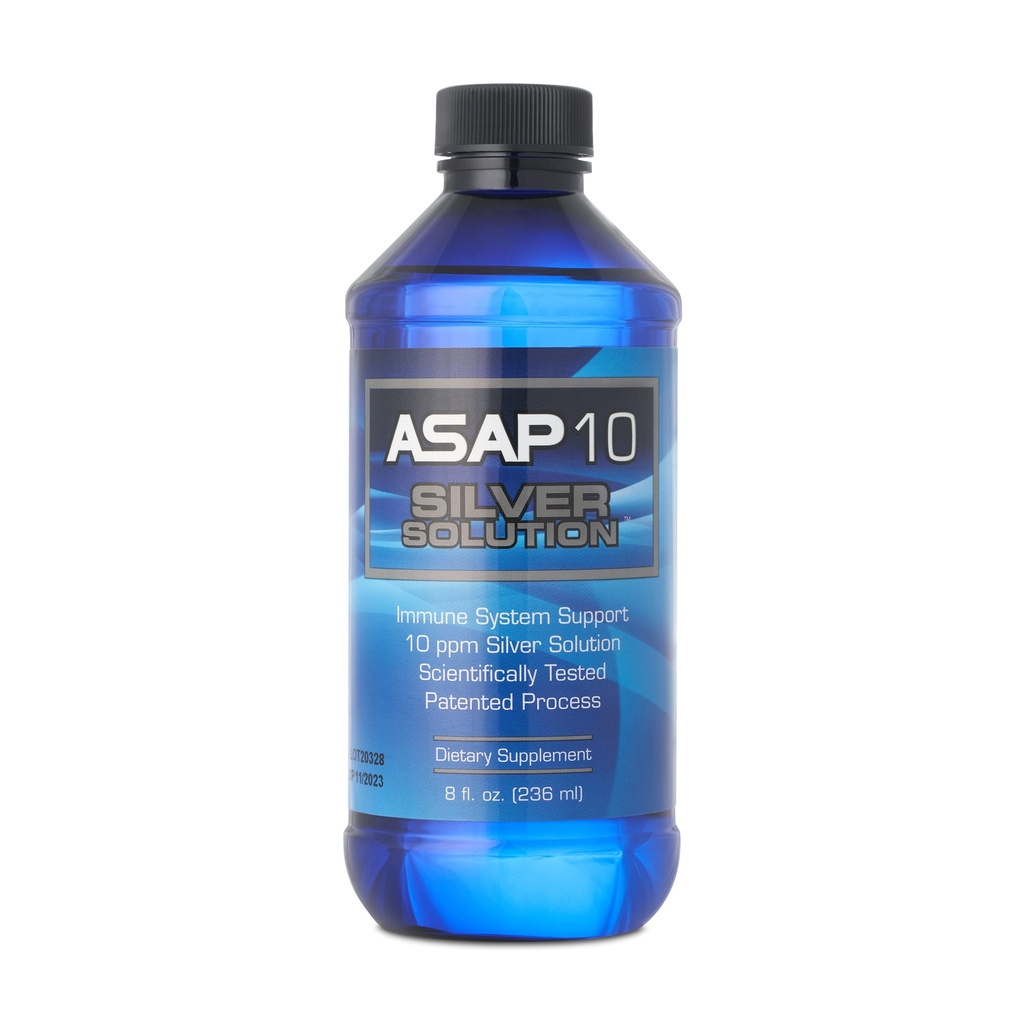 American Biotech Labs - ASAP 10 Silver Solution - Υποστήριξη ανοσοποιητικού συστήματος, 10 Ppm Colloidal Silver Liquid Silver Solution Daily Immune Support Supplement with Silversol Technology - 8fl Oz