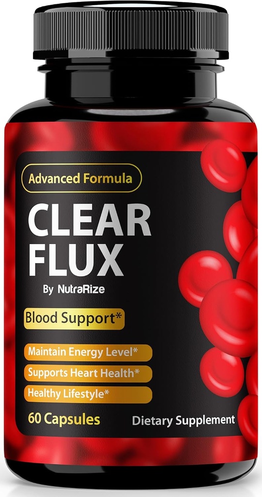 Clear Flux Χάπια, Επίσημες κάψουλες ClearFlux, Όλα-Φυσική Υποστήριξη, Premium Υποστήριξη για τη Διατήρηση Σταθερών Επιπέδων & Υγιεινής Κυκλοφορίας, Όλα Φυσικά Clear Flux Υγεία Κριτικές (60 Κάψουλες)