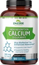 Zazzee Υψηλή Απορρόφηση Ασβέστιο D-Glucarate, 500 mg ανά κάψουλα, 3 mg BioPerine για ενισχυμένη απορρόφηση, 100 κάψουλες Vegan, Plus Broccoli 10:1 Extract, 100% χορτοφαγικά, CDG, όλα φυσικά και μη ΓΤΟ