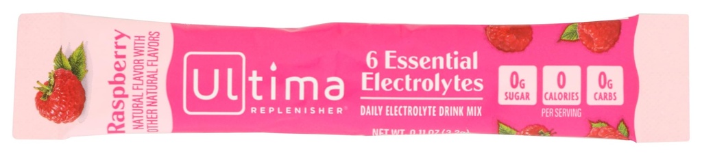 ULTIMA REPLENISHER Raspberry Electrolyte Drink Mix Single, 0.11 OZ