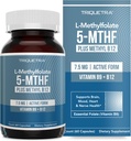 L Methylfolate 7.5mg συν Methyl B12 - Ενεργή μορφή 5-MTHF, MTHFR συμπλήρωμα - Αίμα έτοιμο μεθυλιωμένο φολικό + B12 συμπαράγοντας - Υποστηρίζει Mood, Homocysteine μεθυλίωση, Cognition (60 κάψουλες)
