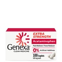 Genexa Clean Acetaminophen 500mg Extra Strength, Dye Free Pain Reliever Fever Reducer, 0% Τεχνητά Πρόσθετα, Πόνος Ιατρική για Ενήλικες, Ανακουφίζει Πονοκέφαλο, Οσφυαλγία, Ανώτερη Αρθρίτιδα Πόνος, 100 δισκία