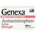 Genexa Clean Acetaminophen 500mg Extra Strength, Dye Free Pain Reliever Fever Reducer, 0% Artificial Additives, Pain Medicine for Adults, Relieves Headache, Backache, Minor Arthritis Pain, 100 Tablets