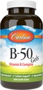 Carlson - B-50 Gels, Vitamin B Complex, Παραγωγή Ενέργειας, Κυτταρική Υποστήριξη & Βέλτιστη Ευεξία, 200 Softgels