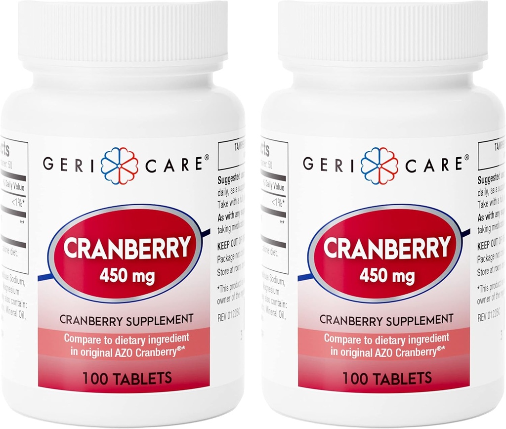 Συμπλήρωμα βατόμουρο υψηλής ισχύος - 450mg Pure Cranberry Tablets for Urinary Tract Health Natural UTI Prevention for Men & Women- GMO, Gluten & Dairy Free Cranberry Concentrate 100 Count (2pk)