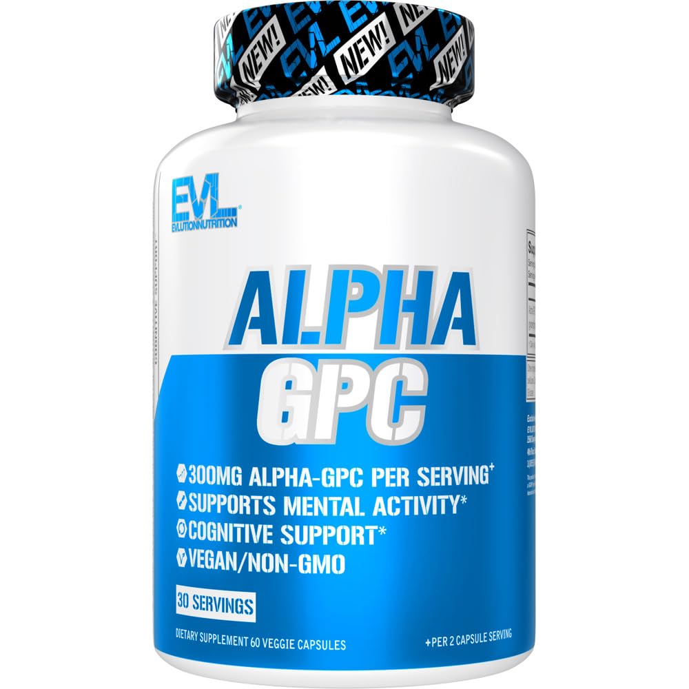 Nootropic Alpha GPC Choline Supplement - Alpha GPC 600 mg Nootropics Brain Support Supplement Acetylcholine Precursor and Mood Booster - Διατροφή EVL για την υποστήριξη μνήμης και εστίασης