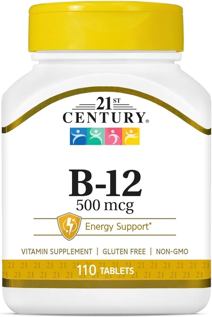 21ος αιώνας B-12 500 mcg δισκία, 110- Count (πακέτο του 2)