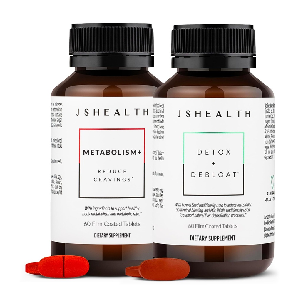 JSHealth Βιταμίνες Bloating Bundle - Περιλαμβάνει Detox + Debloat Liver Health Formula & Μεταβολισμός+ Φυσική Ενέργεια Υποστήριξη