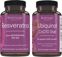 Reserveage Beauty, Resveratrol 250 mg, Antioxidant Supplement for Heart and Cellular Health 30 Caps & Ubiquinol CoQ10 Stat - Support for Cardiovascular System, Energy Levels & Cellular Health - 30