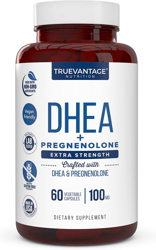 DHEA 100mg συμπλήρωμα με Pregnenolone 60mg -Υποστηρίγματα ισορροπίας ορμονών, Lean μυϊκή μάζα, ενέργεια, διάθεση, ύπνος, και υγιή γήρανση σε άνδρες και γυναίκες- κάψουλες λαχανικών