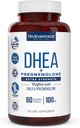 DHEA 100mg Supplement with Pregnenolone 60mg -Supports Hormone Balance, Lean Muscle Mass, Energy, Mood, Sleep, and Healthy Aging in Men and Women- Vegetable Capsules