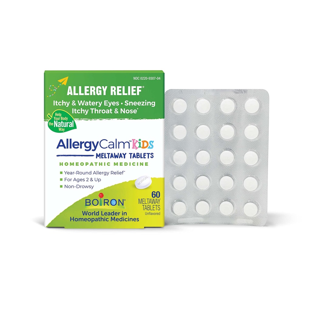 Boiron AllergyCalm Παιδικά δισκία για ανακούφιση από την αλλεργία και τον πυρετό του Hay Συμπτώματα του φτάρνισμα, Runny μύτη, και Ichy Eyes ή λαρύγγι - 60 κόμης